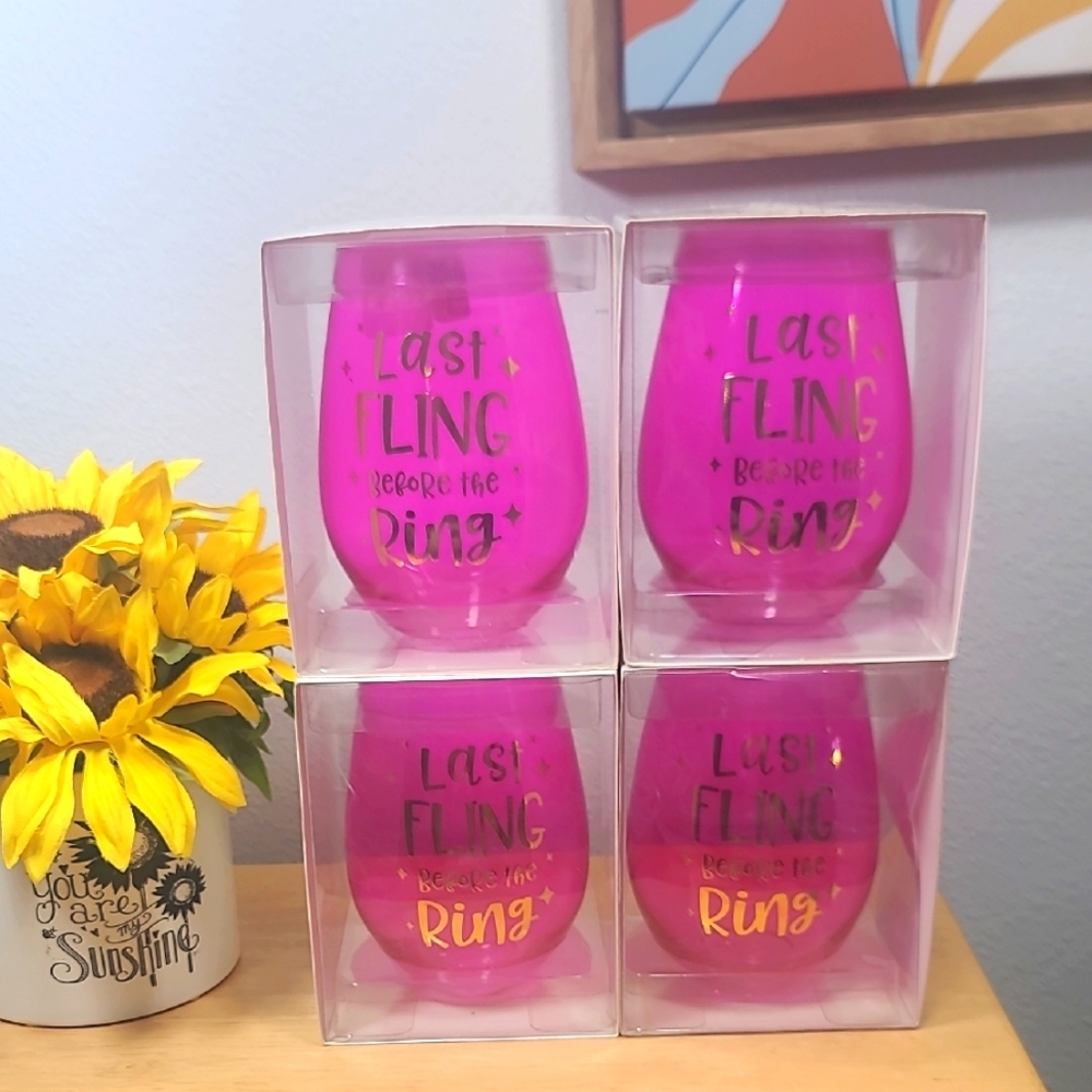 Pink Bachelorette Party Wine Glasses Set Of 4